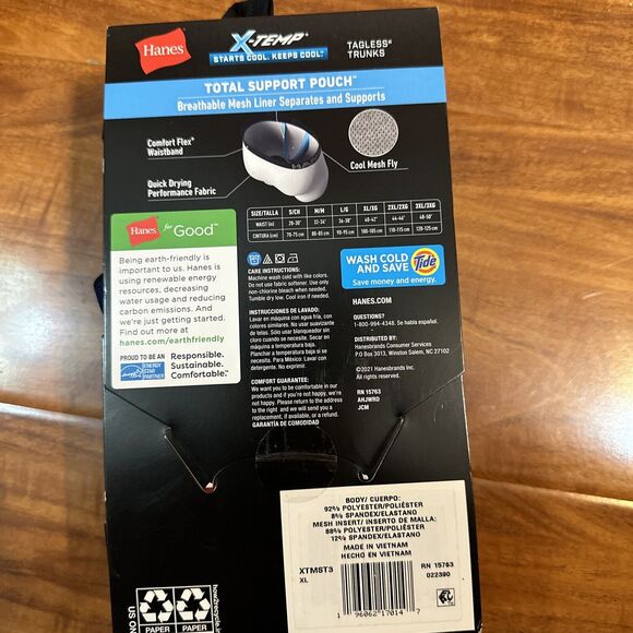 Hanes Men's Ultimate Comfort Total Support Pouch Trunk Briefs XL - Picture 8 of 9